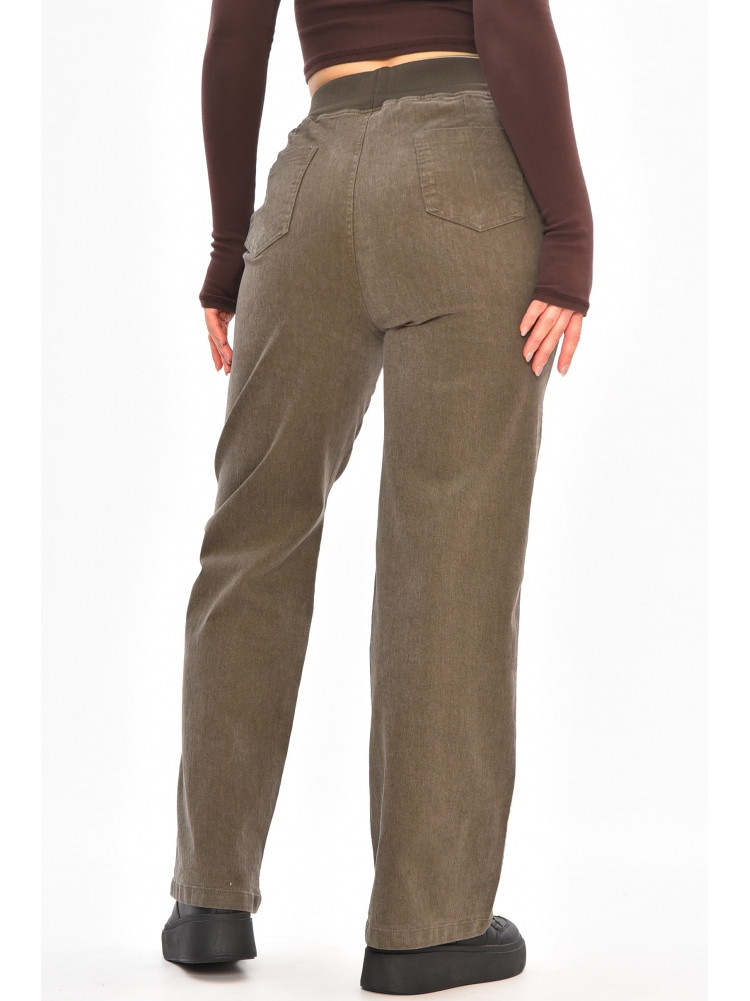 Штани жіночі однотонні темно-коричневого кольору 510-4 208384C