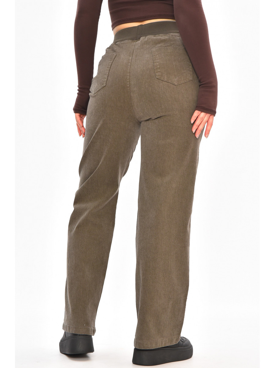 Штани жіночі однотонні темно-коричневого кольору 510-4 208384C