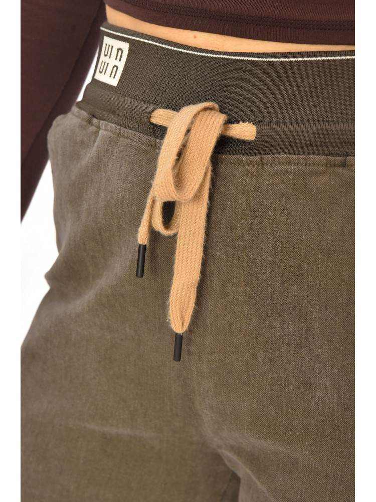 Штани жіночі однотонні темно-коричневого кольору 510-4 208384C