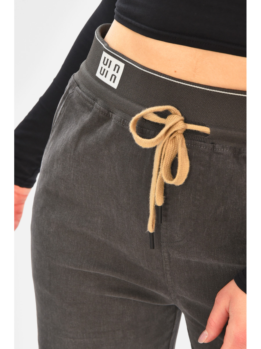 Штани жіночі однотонні чорного кольору 510-4 208385C