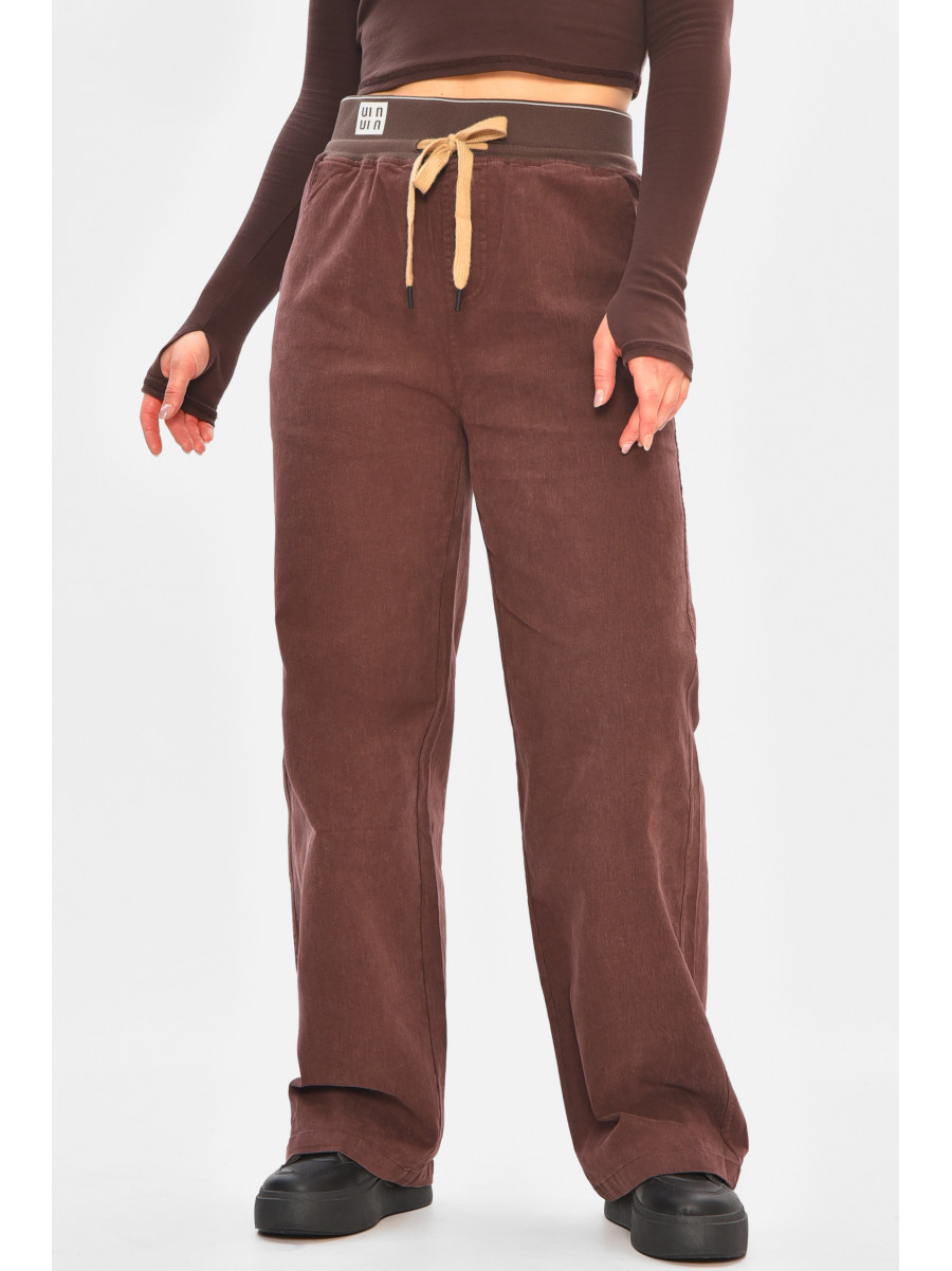 Штани жіночі однотонні бордового кольору 510-4 208386C