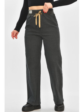 Штани жіночі однотонні темно-сірого кольору 510-4 208391C