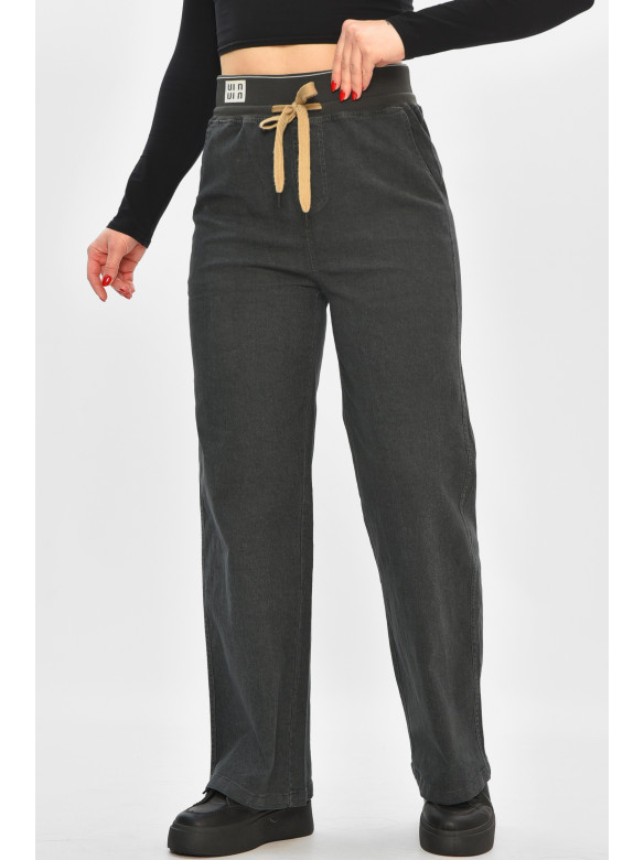 Штани жіночі однотонні темно-сірого кольору 510-4 208391C