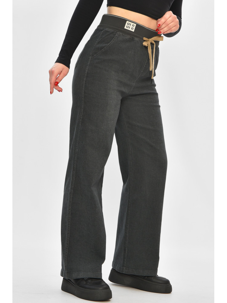 Штани жіночі однотонні темно-сірого кольору 510-4 208391C