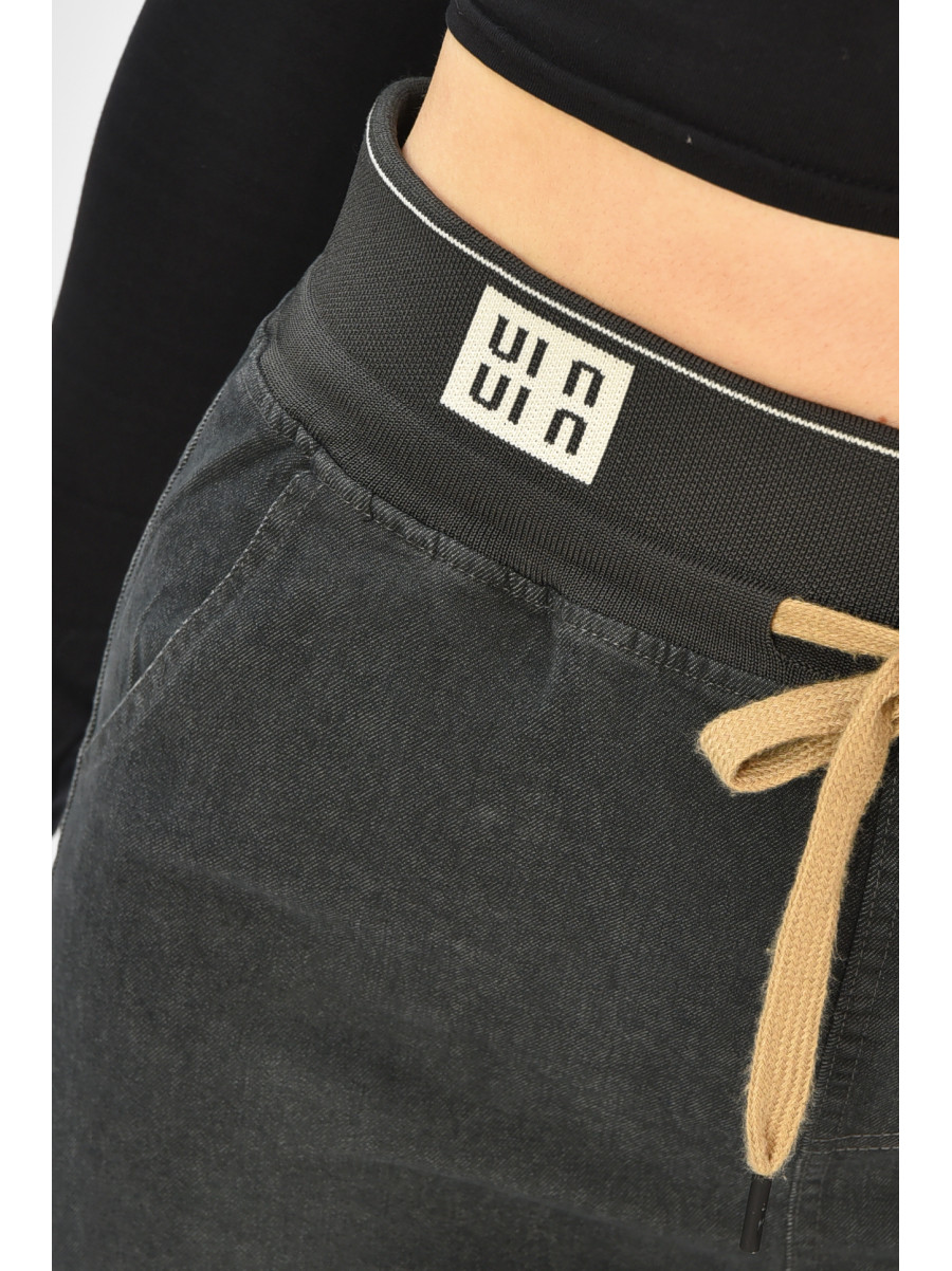 Штани жіночі однотонні темно-сірого кольору 510-4 208391C