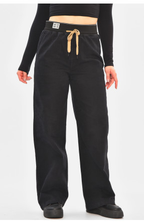 Штани жіночі однотонні чорного кольору 510-4 208393C Штани жіночі однотонні чорного кольору 510-4 208393C