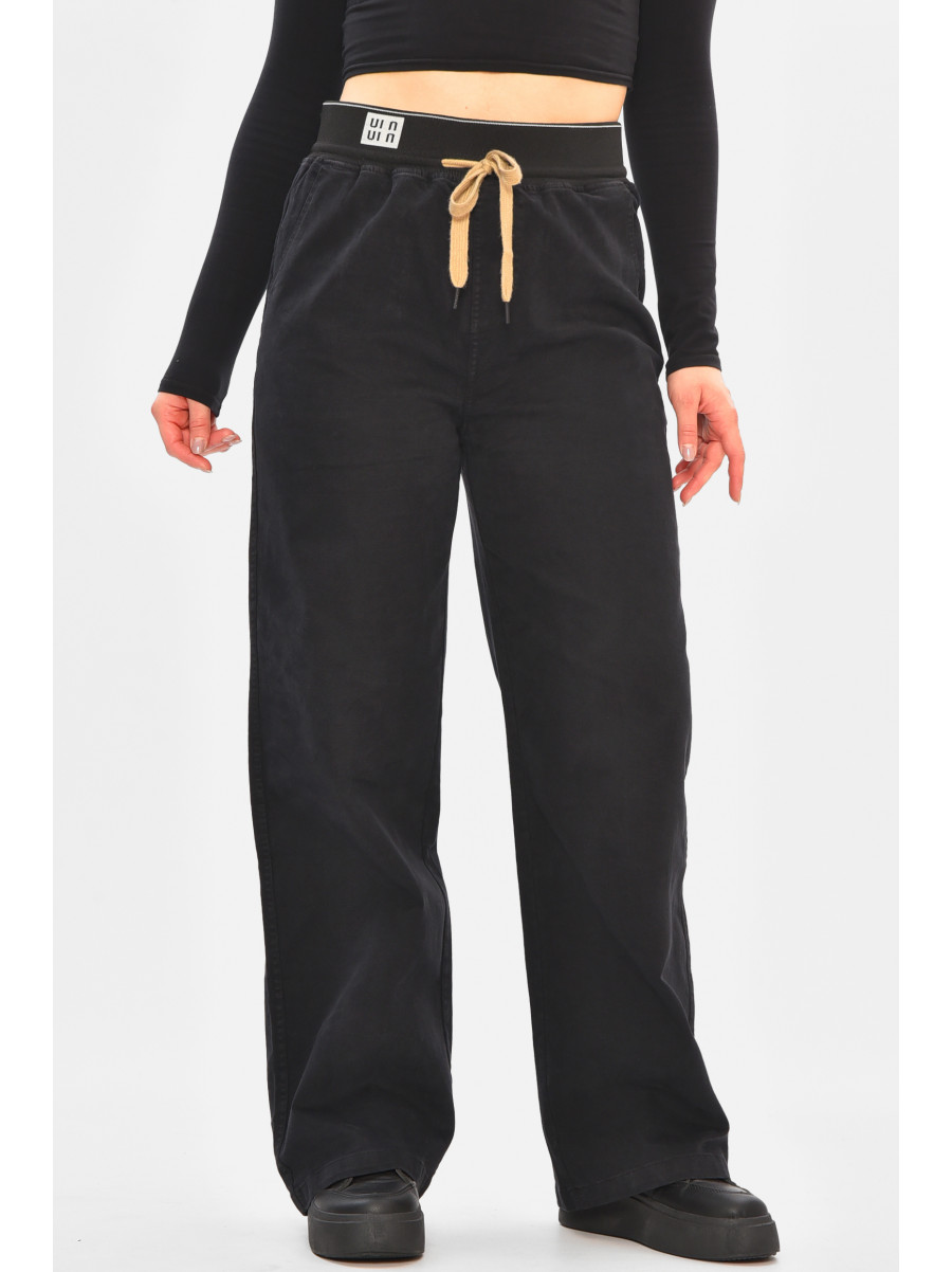 Штани жіночі однотонні чорного кольору 510-4 208393C