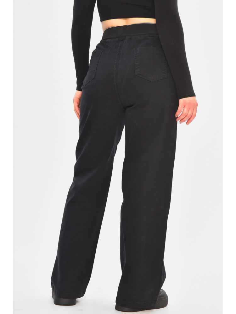 Штани жіночі однотонні чорного кольору 510-4 208393C