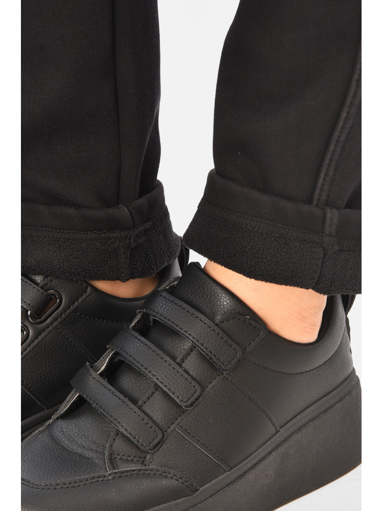 Штани жіночі однотонні на флісі чорного кольору А4111-3 208395C