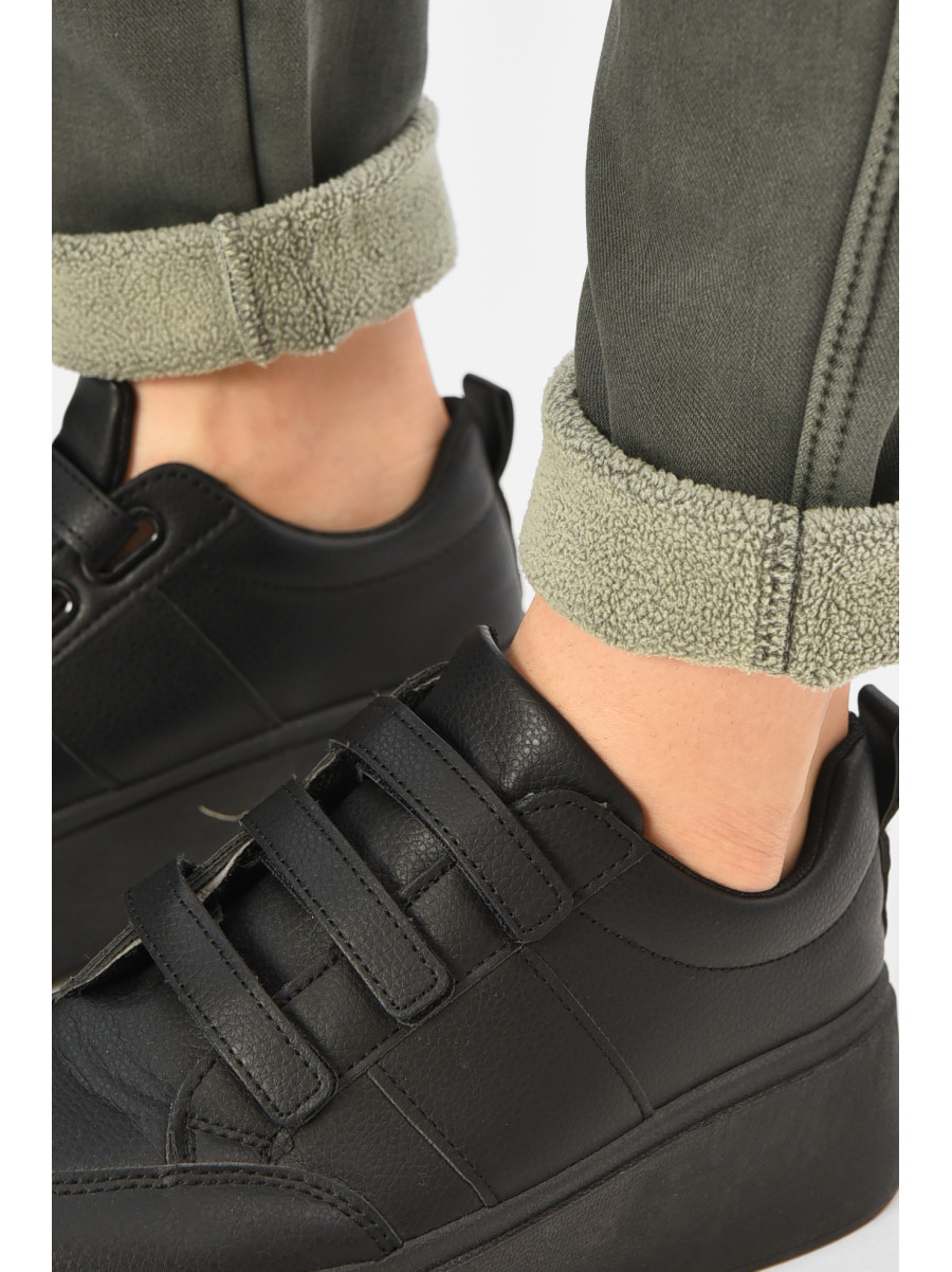 Штани жіночі однотонні на флісі темно-зеленого кольору А4111-3 208396C