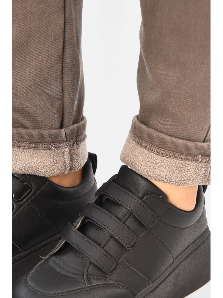 Штани жіночі однотонні на флісі коричневого кольору А4111-3 208397C