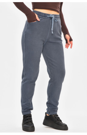 Штани жіночі однотонні на флісі синього кольору А4111-3 208398C