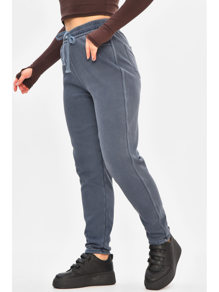 Штани жіночі однотонні на флісі синього кольору А4111-3 208398C