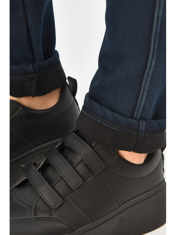 Штани жіночі однотонні на флісі темно-синього кольору А4111-3 208399C