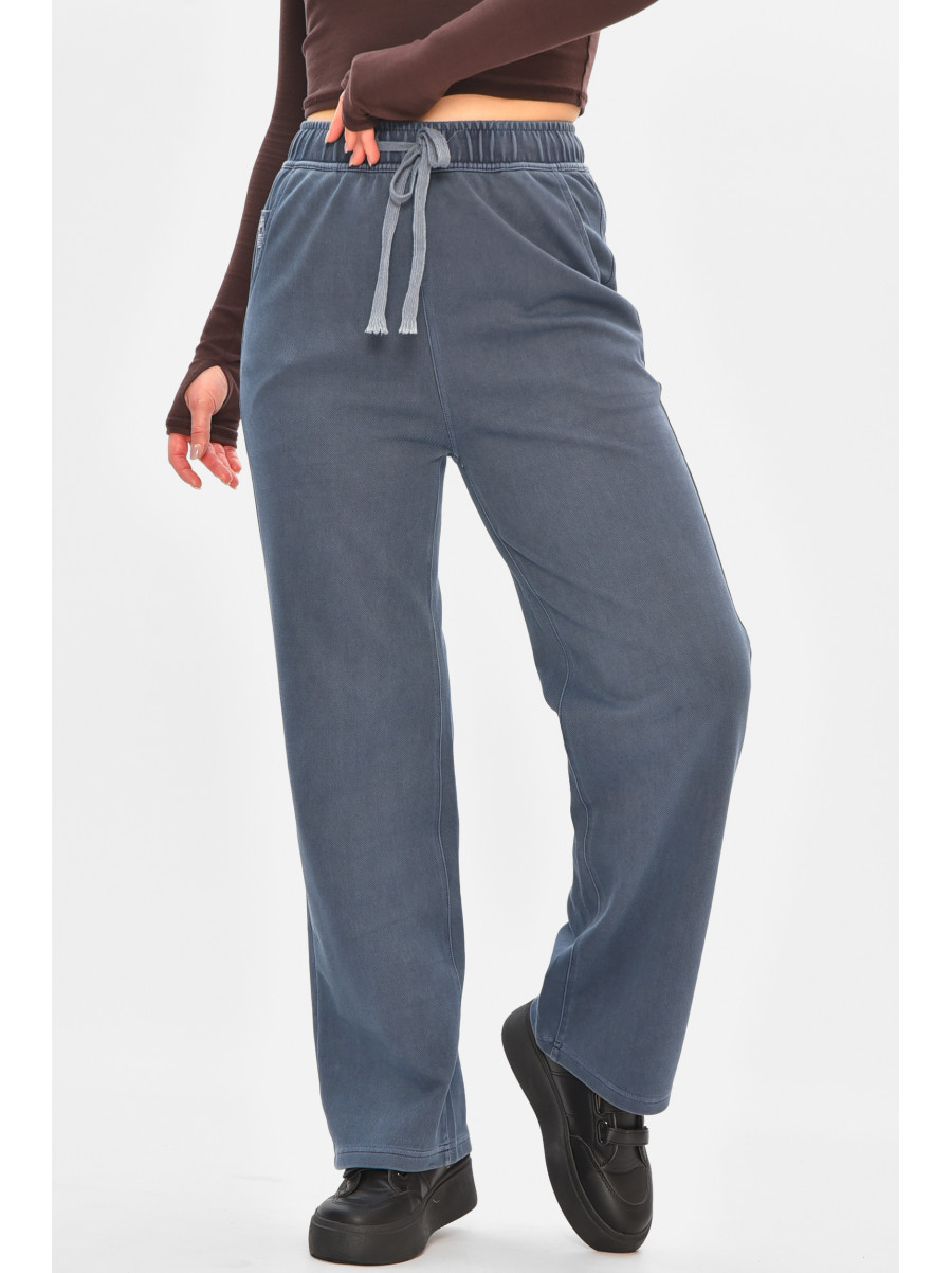 Штани жіночі однотонні темно-синього кольору 571-4 208405C