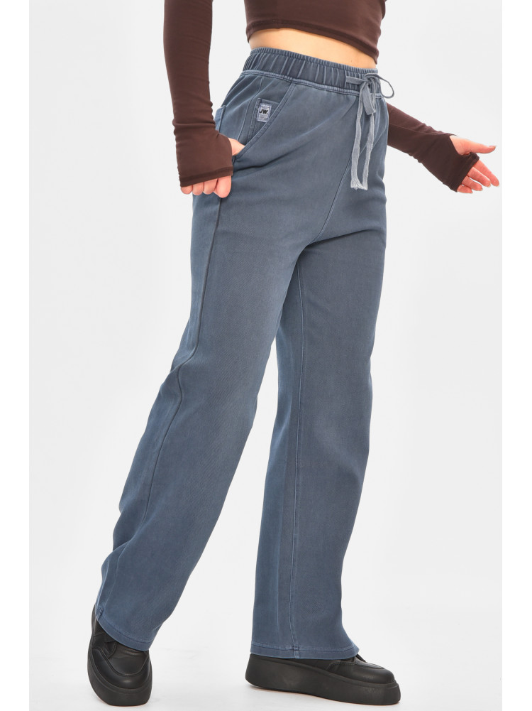 Штани жіночі однотонні темно-синього кольору 571-4 208405C