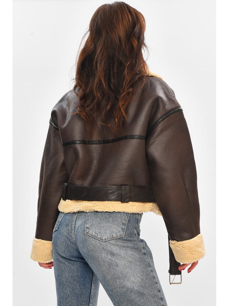 Дубленка женская темно-коричнивого цвета 265 208407C