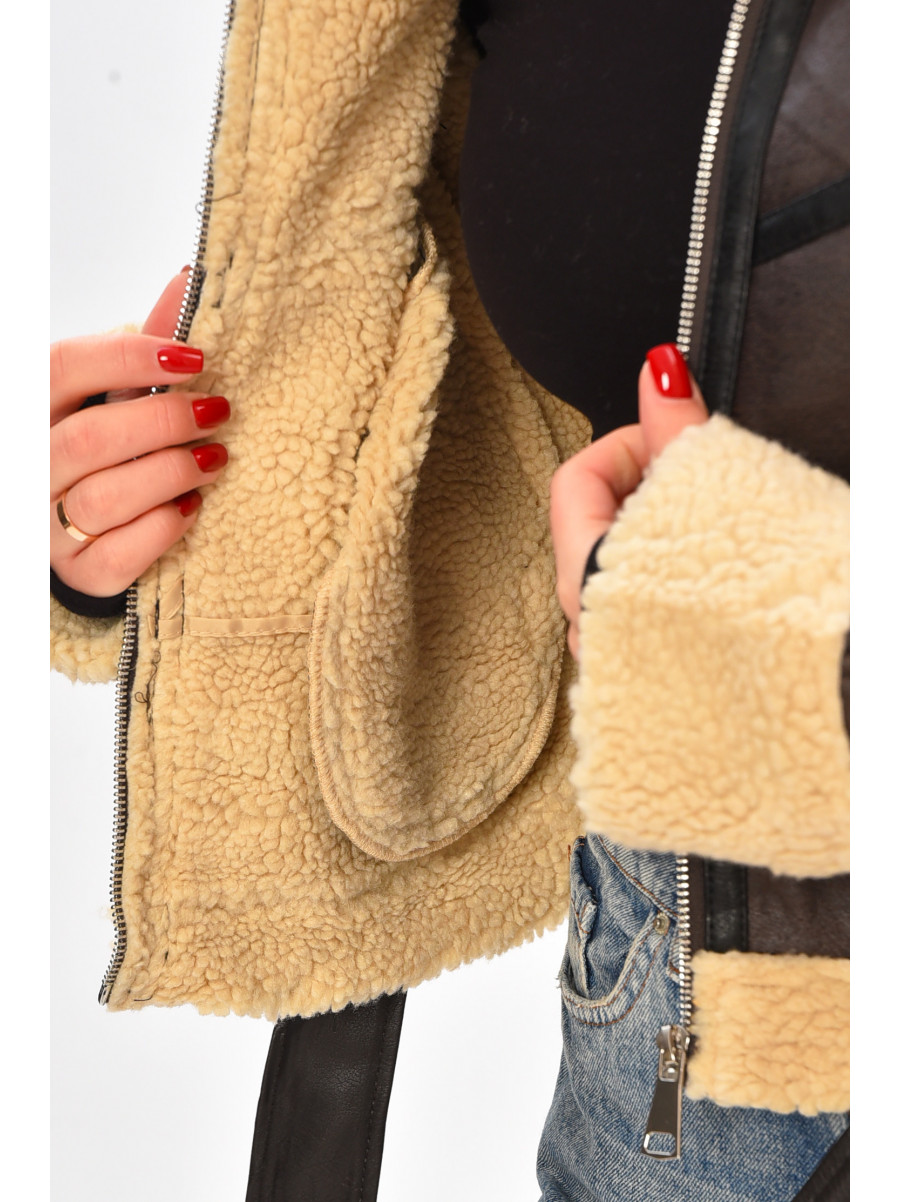 Дубленка женская темно-коричнивого цвета 265 208407C