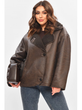 Дублянка жіноча шоколадного кольору 242 208408C Дублянка жіноча шоколадного кольору 242 208408C