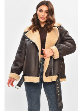 Дублянка жіноча коричнивого кольору 264 208409C Дублянка жіноча коричнивого кольору 264 208409C