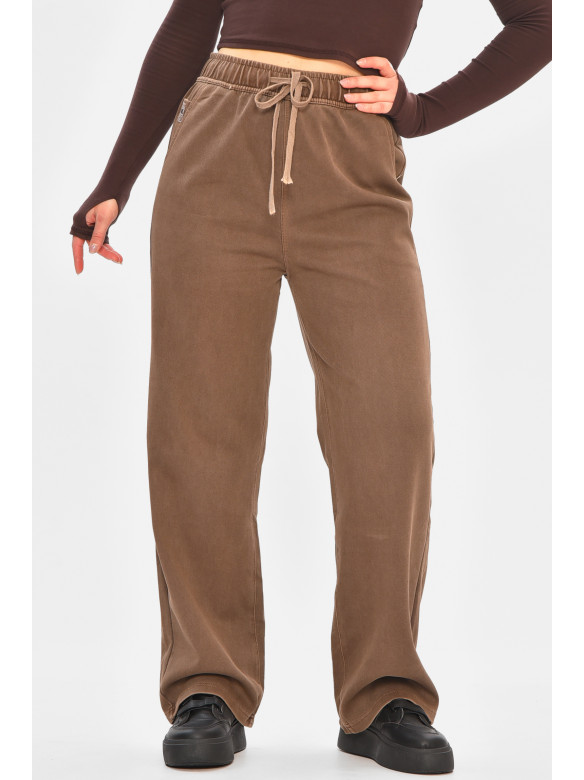 Штани жіночі однотонні темно-коричневого кольору 571-4 208410C