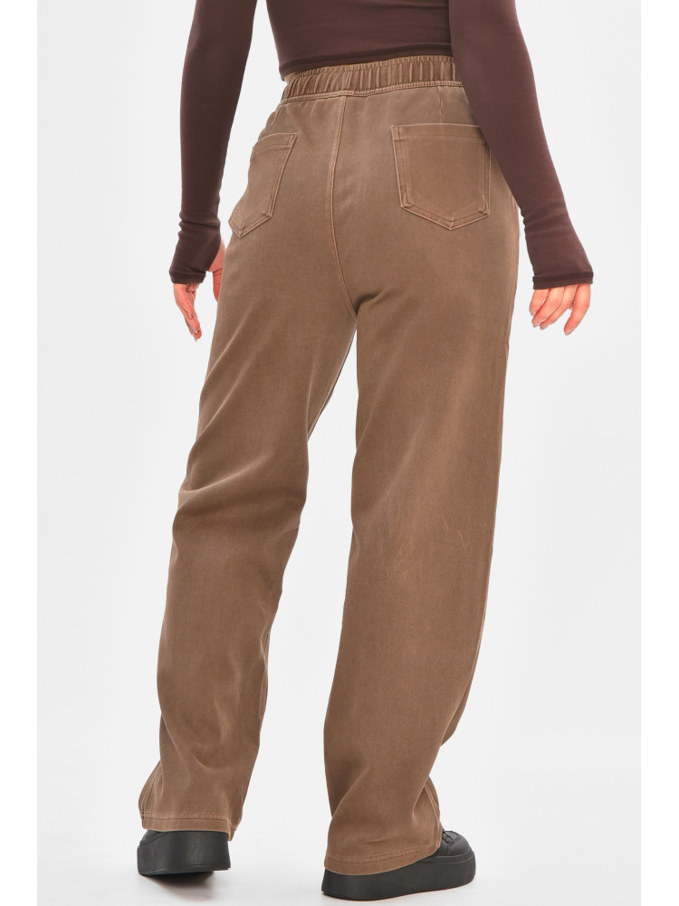 Штани жіночі однотонні темно-коричневого кольору 571-4 208410C