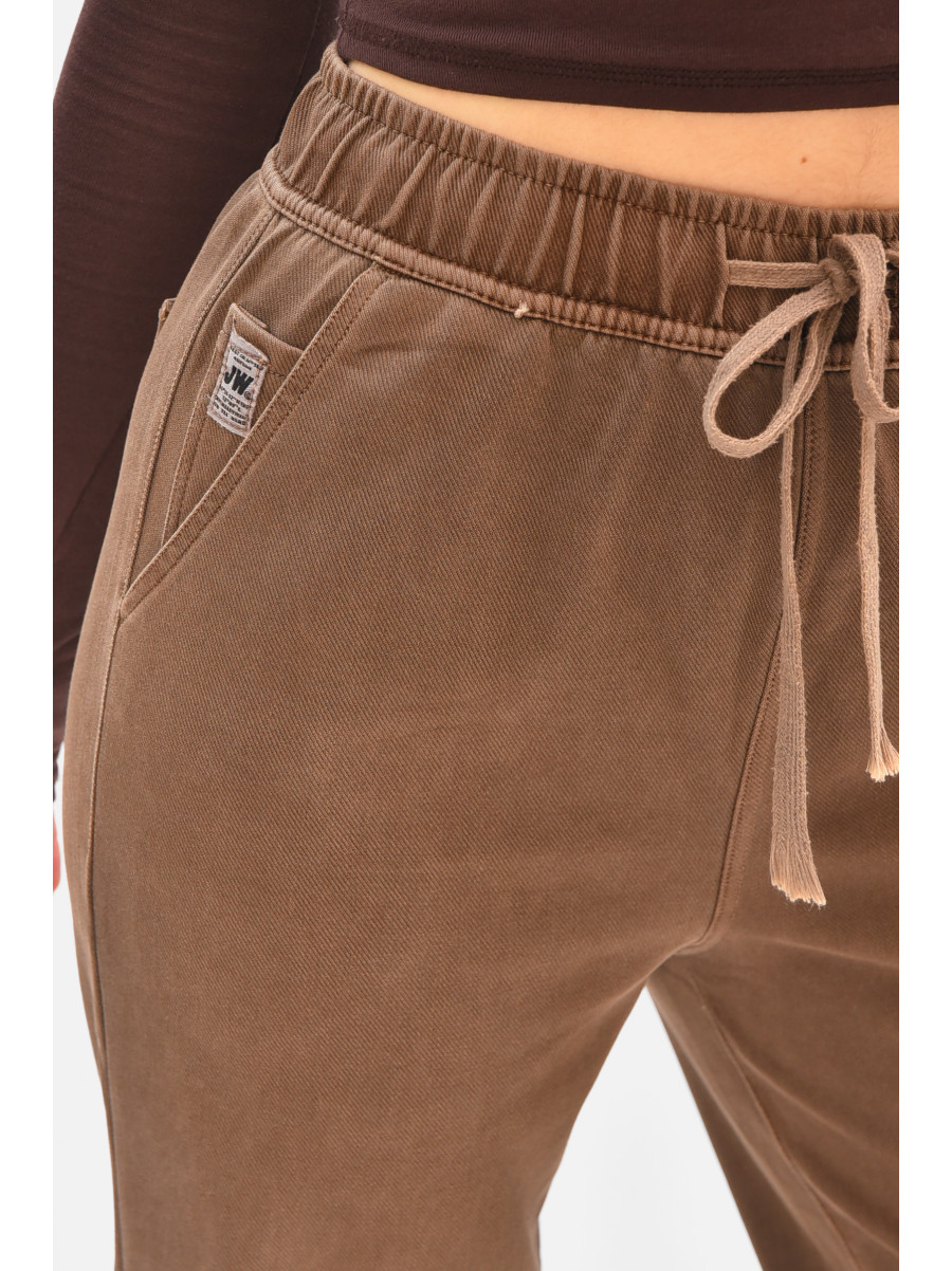 Штани жіночі однотонні темно-коричневого кольору 571-4 208410C