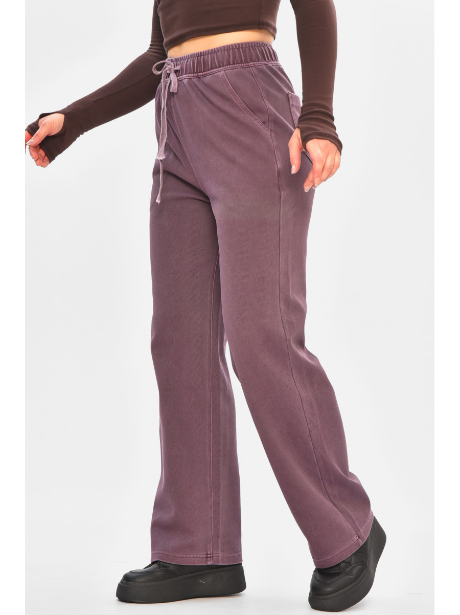 Штани жіночі однотонні темно-фіолетового кольору 571-4 208411C