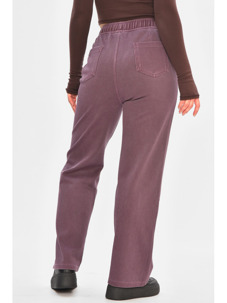 Штани жіночі однотонні темно-фіолетового кольору 571-4 208411C