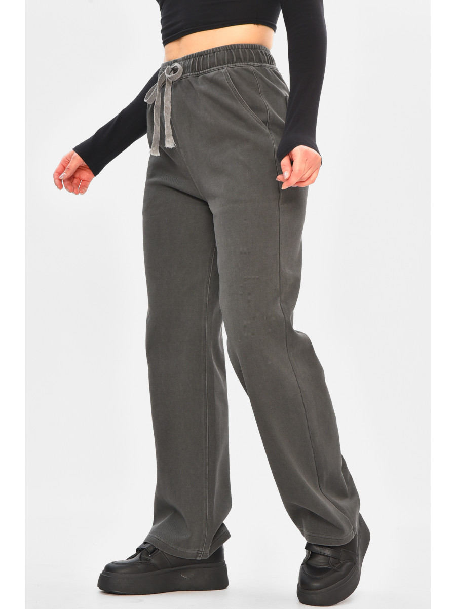 Штани жіночі однотонні темно-сірого кольору 571-4 208413C