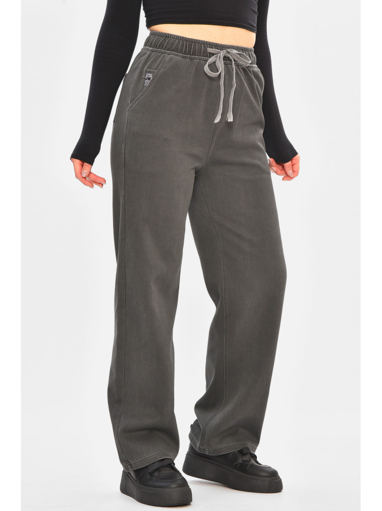 Штани жіночі однотонні темно-сірого кольору 571-4 208413C