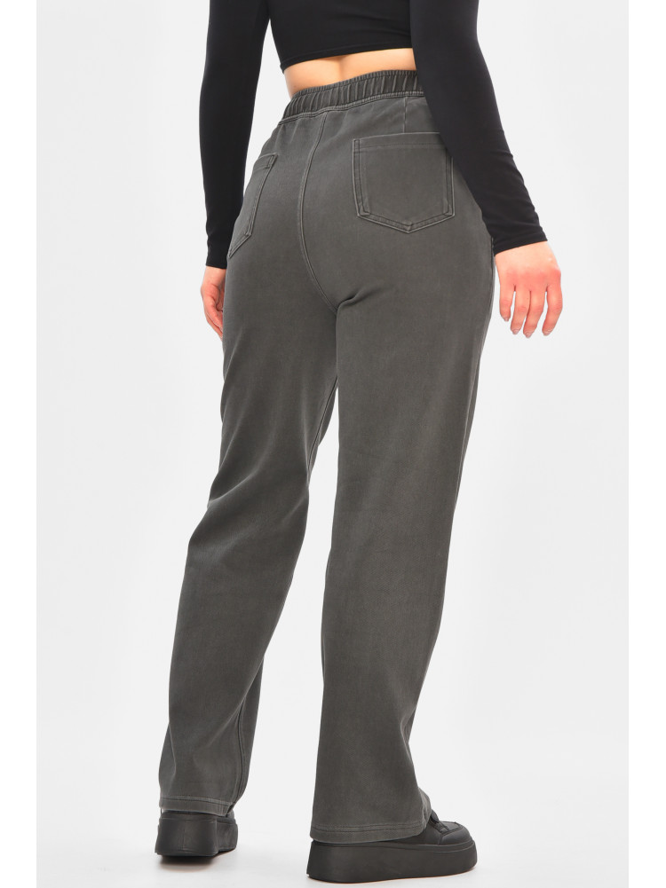 Штани жіночі однотонні темно-сірого кольору 571-4 208413C