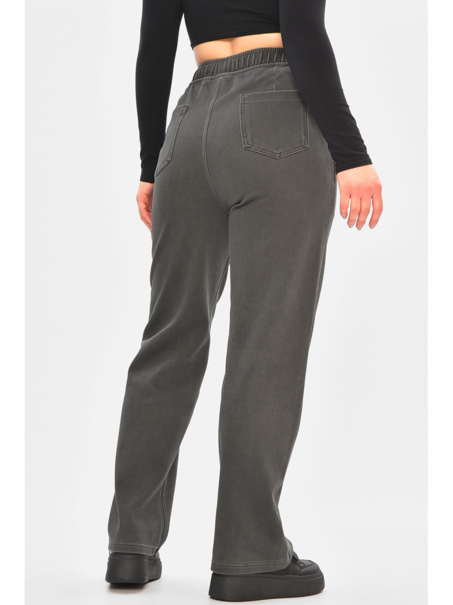 Штани жіночі однотонні темно-сірого кольору 571-4 208413C
