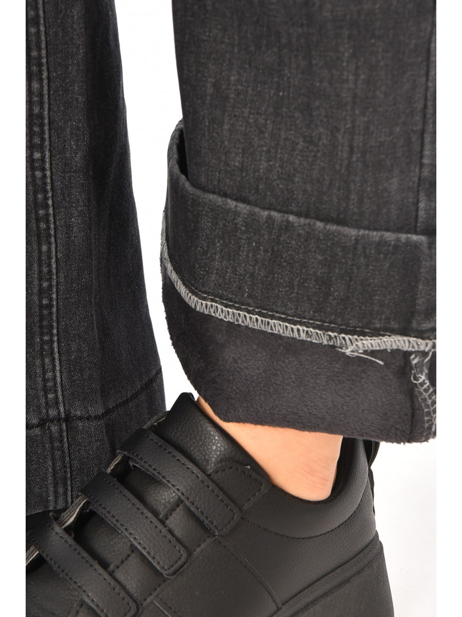 Джинси жіночі на штучному хутрі чорного кольору 976-1А 208414C