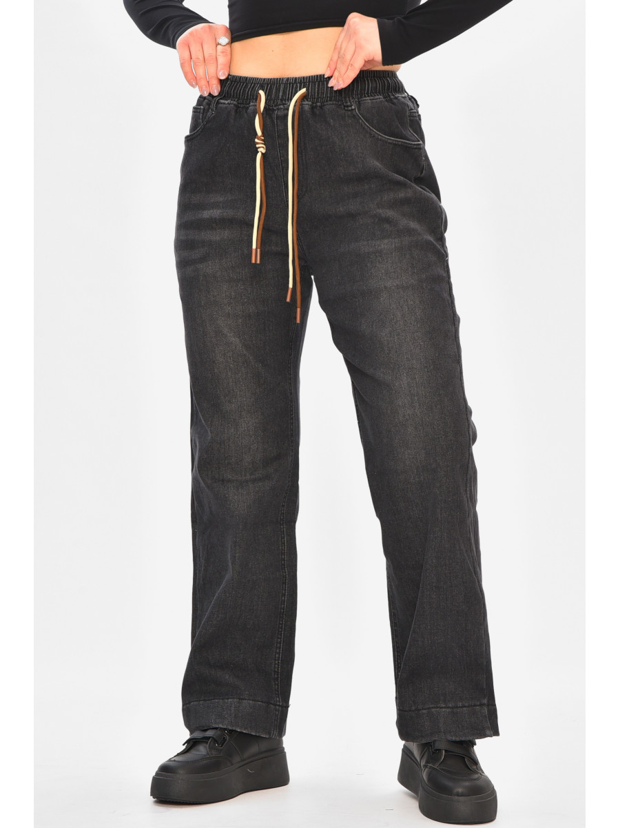 Джинси жіночі на штучному хутрі чорного кольору 976-2А 208415C