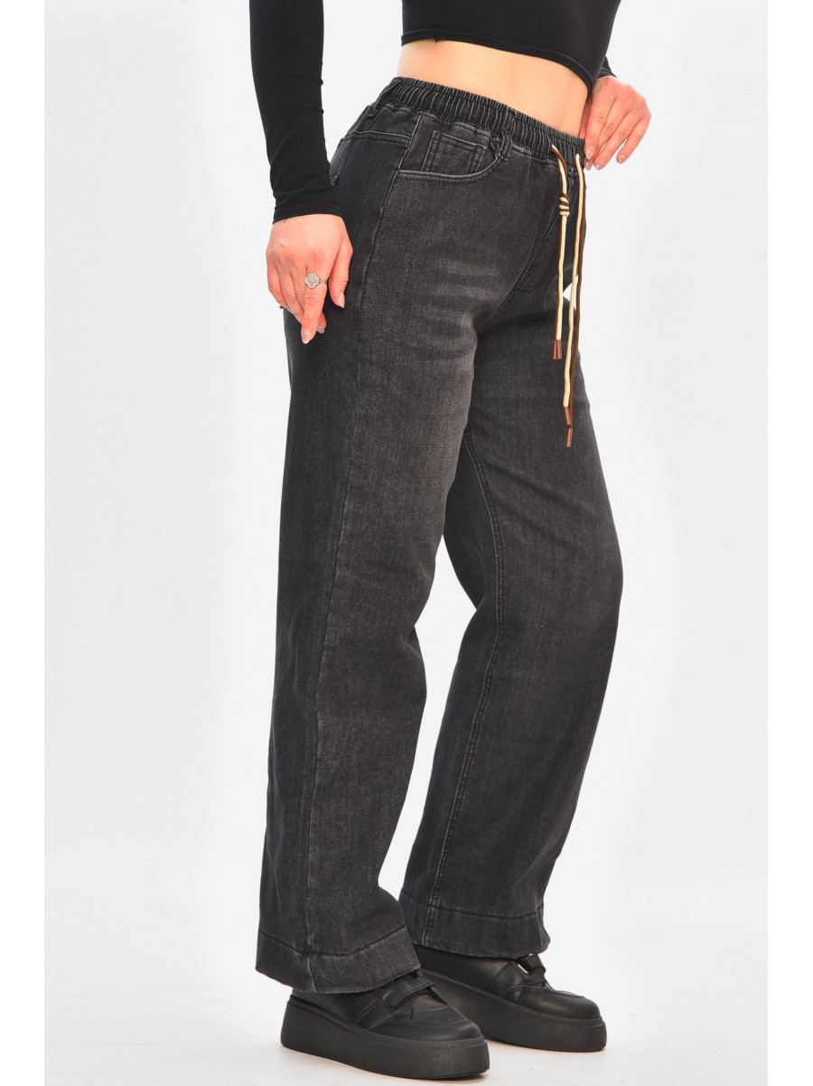 Джинси жіночі на штучному хутрі чорного кольору 976-2А 208415C