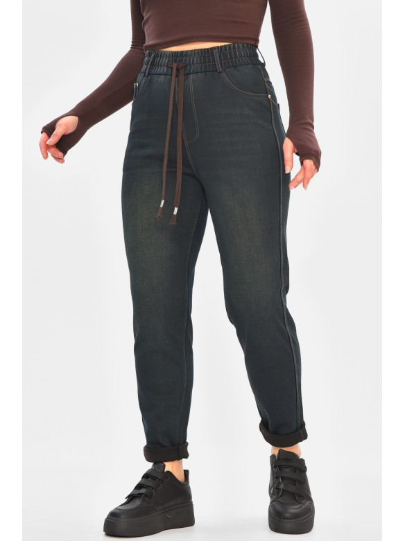 Джинси жіночі однотонні темно-синього кольору 773-1В 208416C