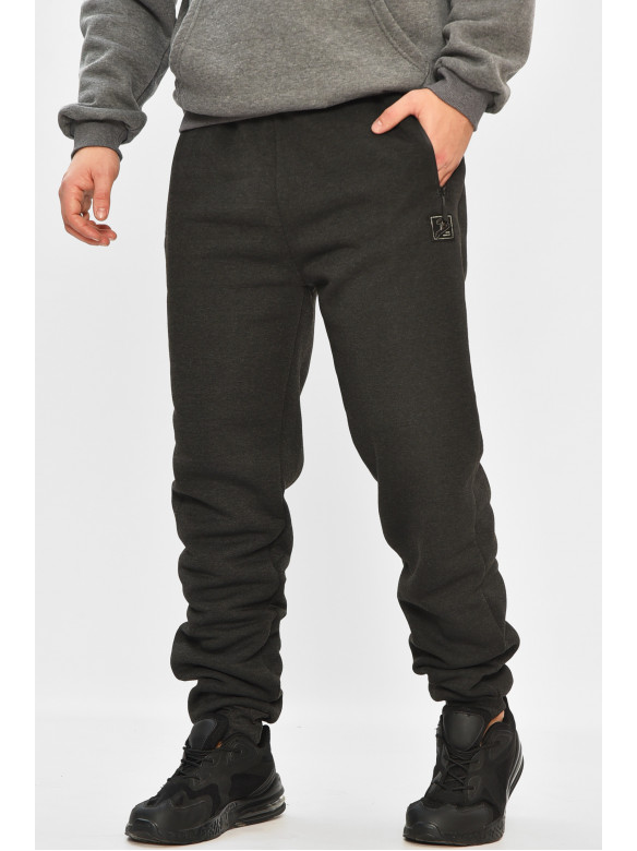 Спортивные штаны мужские на флисе черного цвета А924-9 208418C