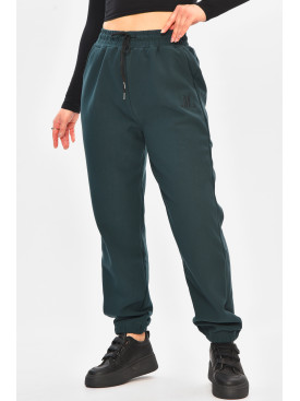 Спортивные штаны женские на флисе тёмно-зеленого цвета А2109-2 208420C