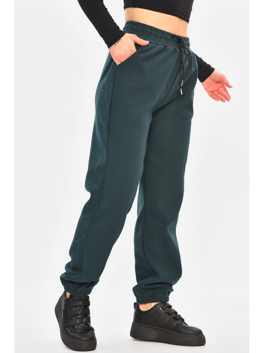 Спортивні штани жіночі на флісі темно-зеленого кольору А2109-2 208420C