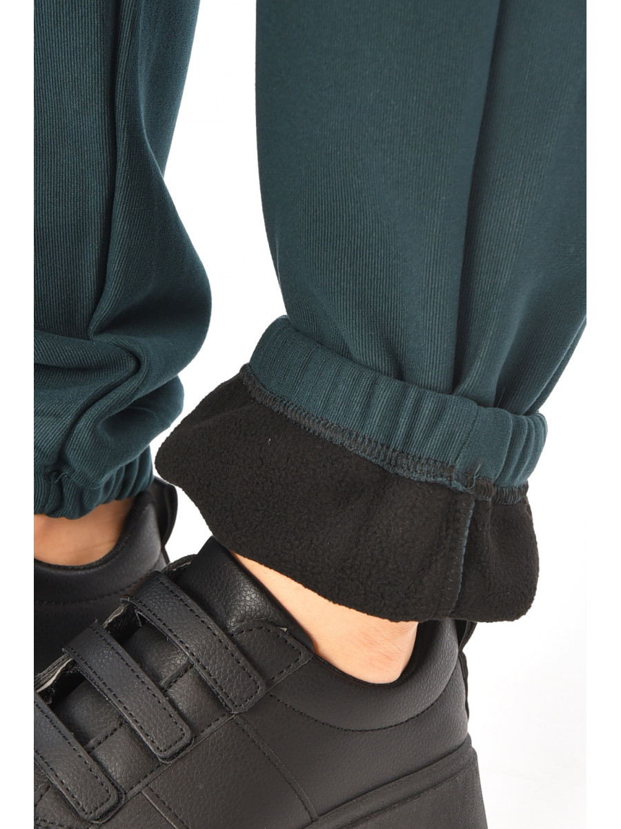 Спортивні штани жіночі на флісі темно-зеленого кольору А2109-2 208420C