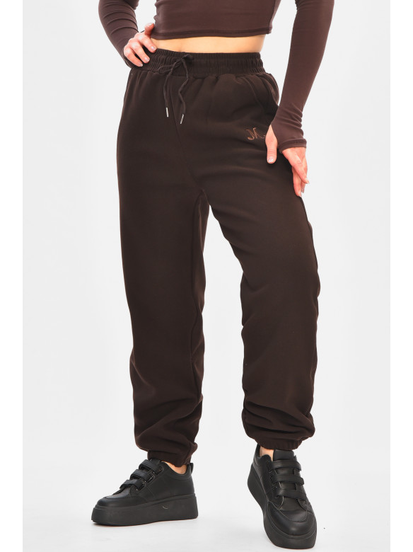 Спортивные штаны женские на флисе тёмно-коричневого цвета А2109-2 208421C