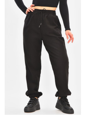 Спортивные штаны женские на флисе черного цвета А2109-2 208423C Спортивные штаны женские на флисе черного цвета А2109-2 208423C