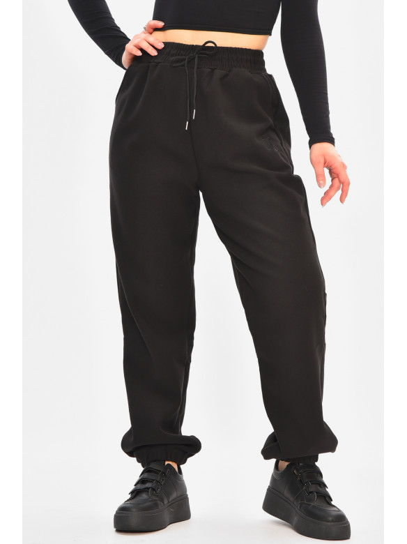 Спортивні штани жіночі на флісі чорного кольору А2109-2 208423C