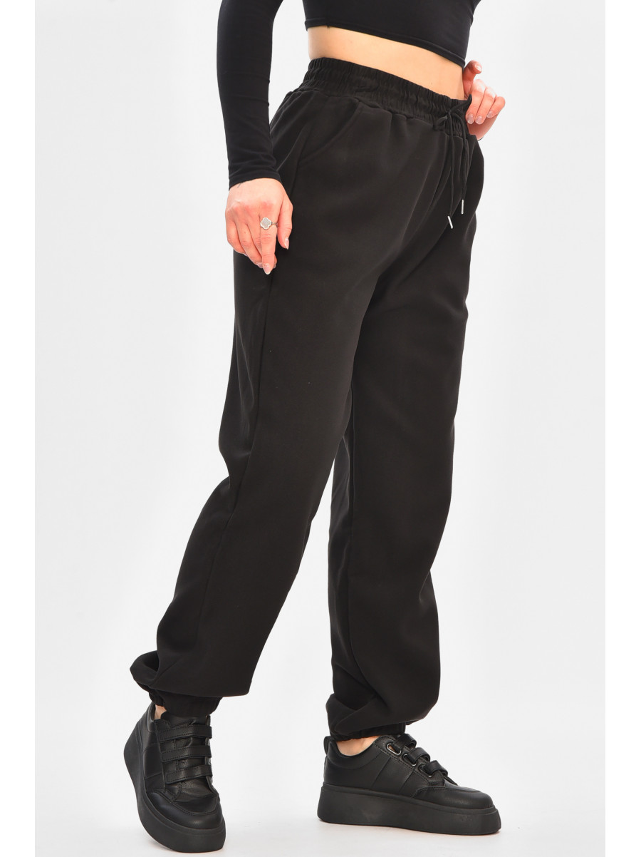 Спортивні штани жіночі на флісі чорного кольору А2109-2 208423C