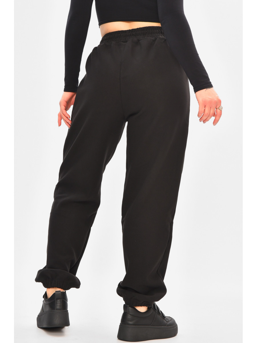 Спортивні штани жіночі на флісі чорного кольору А2109-2 208423C
