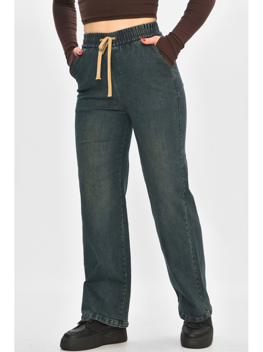 Джинси жіночі однотонні темно-синього кольору 9134 208425C