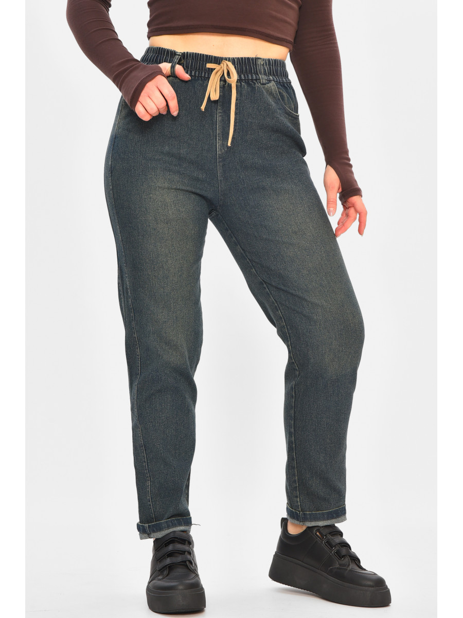 Джинси жіночі однотонні темно-синього кольору 9131 208427C