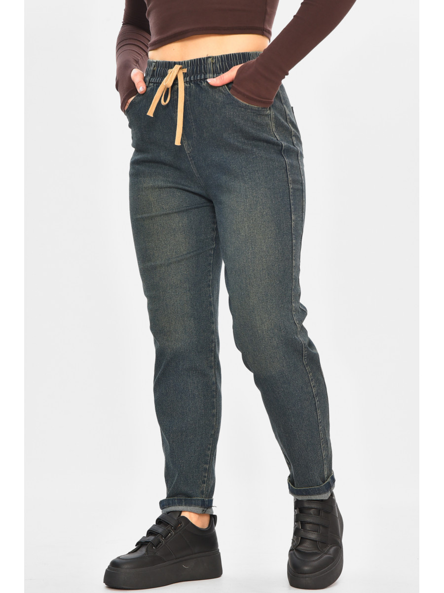 Джинси жіночі однотонні темно-синього кольору 9131 208427C