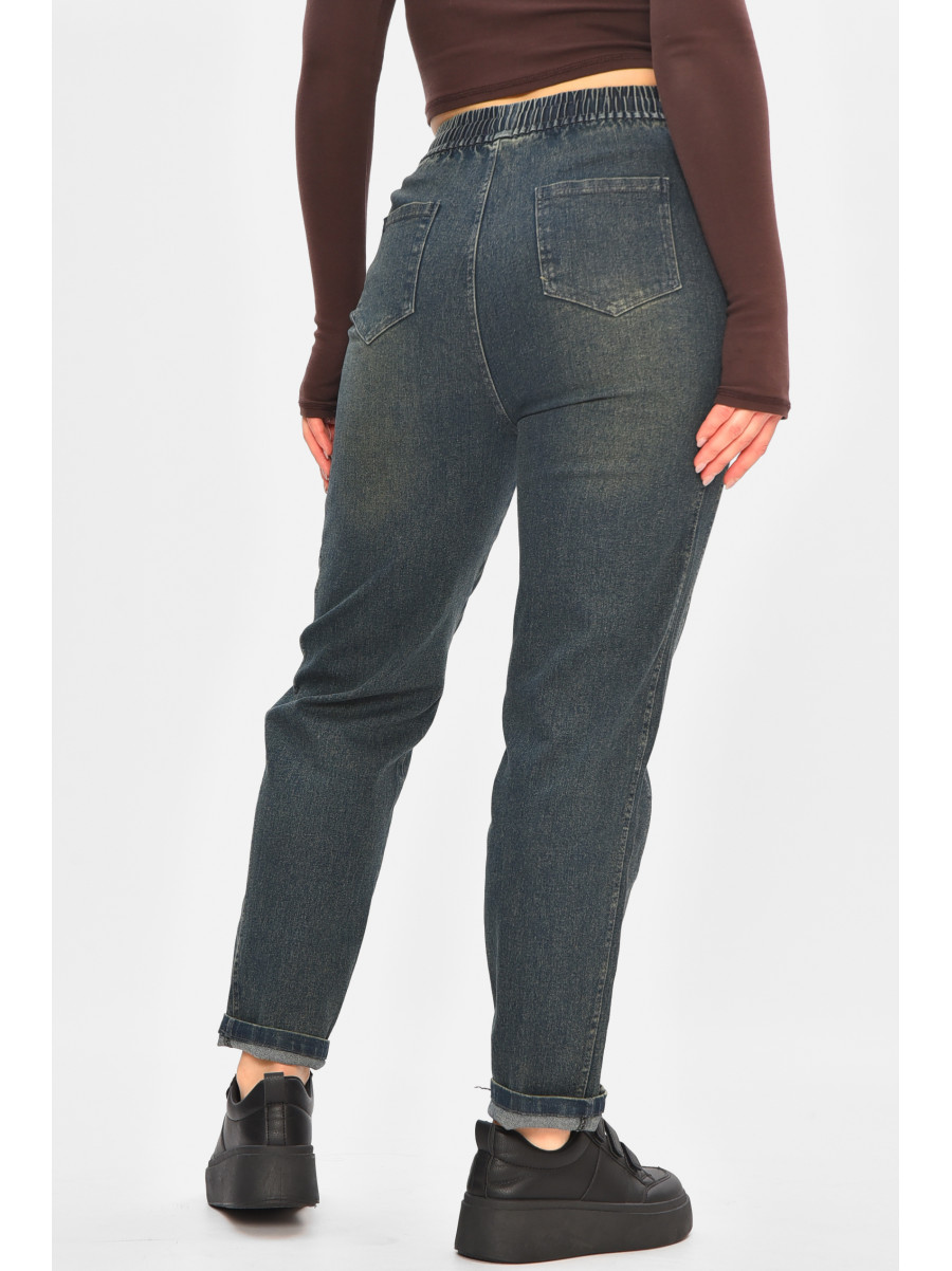 Джинси жіночі однотонні темно-синього кольору 9131 208427C